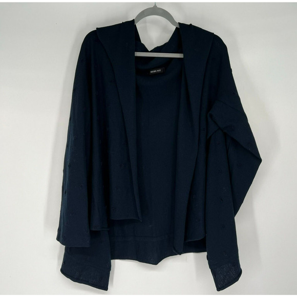 Heide Ost Sweater Women XL Navy Blue Extra Fine Merino Wool Open Front Cardigan - Picture 1 of 9